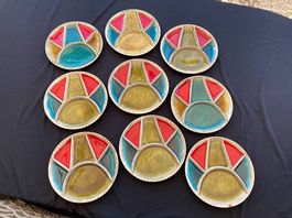 9 Assiettes à compartiments de Hugo Kohler Biel de 1950, TOP