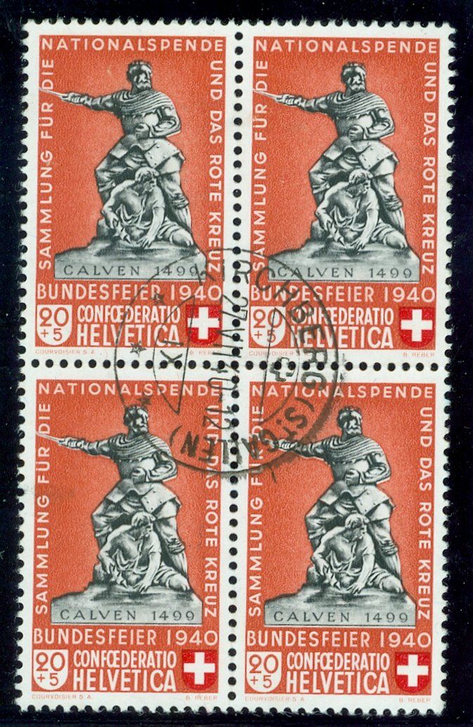 Tutti i francobolli: 1940 Schweiz Pro Patria Viererblock – Usato da Zürich venduto da yago-rot