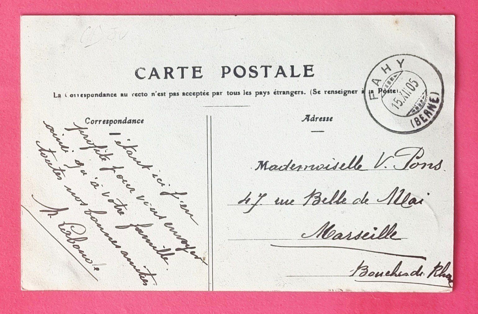 Cartoline postali: Fahy - Frontiere - Restaurant Heiligenstein - 1905 – Usato da Rothrist venduto da RROENK 1