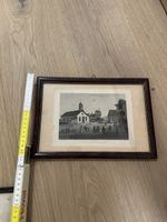 Gerahmtes Bild Stadtansicht mit Kirche passepartout 25x18 cm