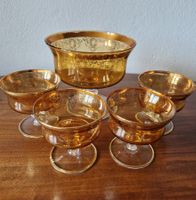 Dessertschalen Gläser Set Goldrand Blumenmuster, Murano ?
