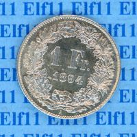 CHF___1.00 1894 stgl * nigelnagelneu! 1 Franken