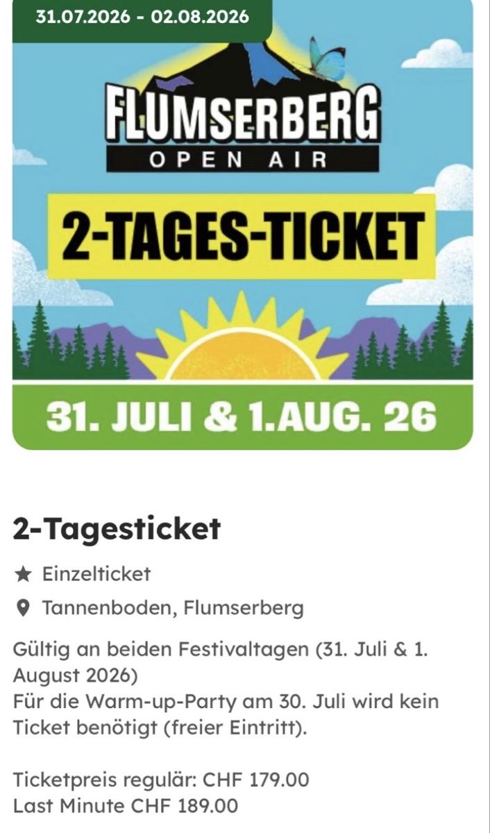 Tickets: Konzertkarten  – Neu und originalverpackt aus Greppen von Francoierardi