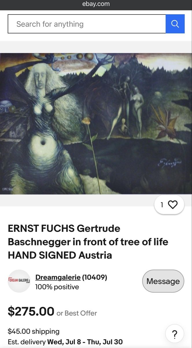 Grafiken & Lithographien: Ernst Fuchs 1930 - Gertrude Baschnegger vor dem Lebensbaum" – Gebraucht aus Solothurn von NUVICO 6