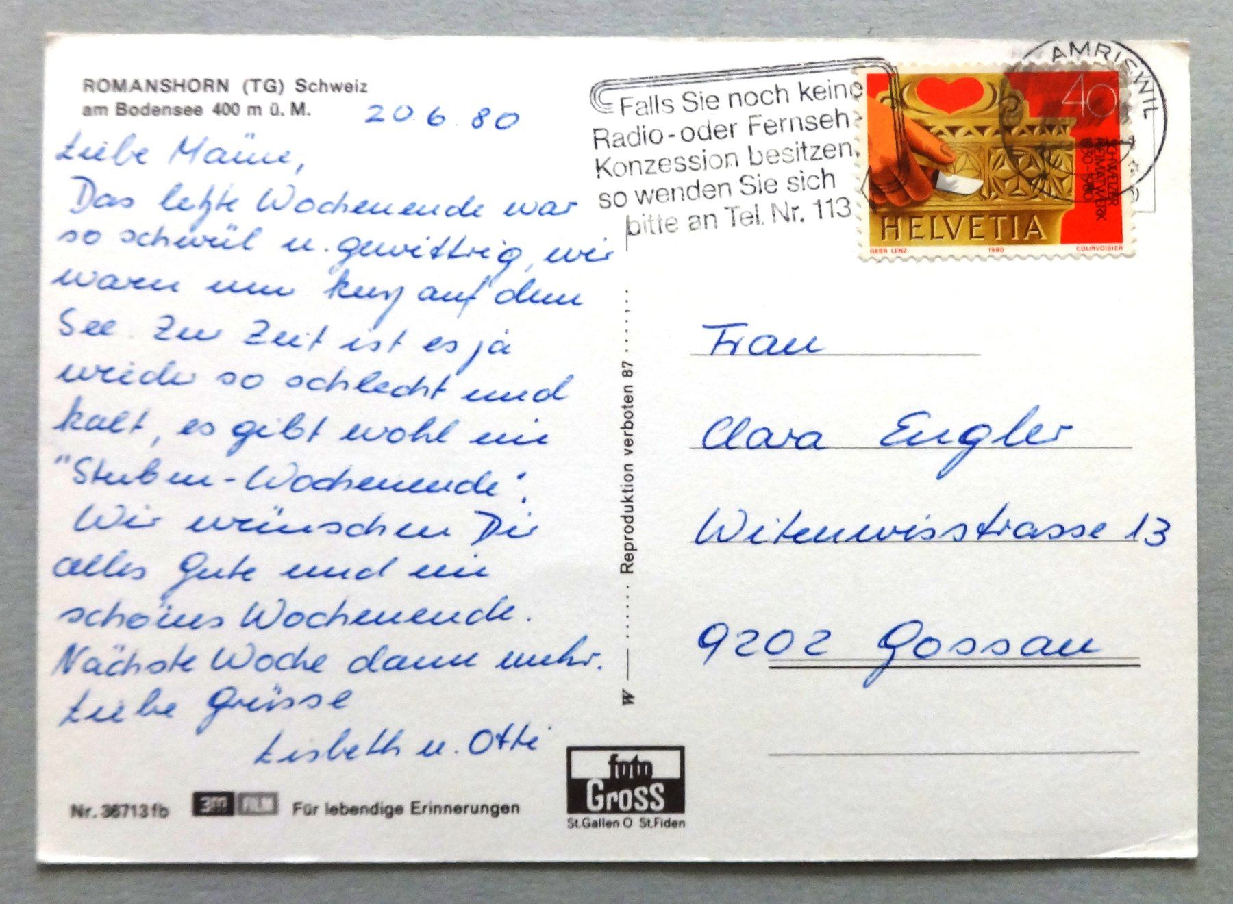 Cartes postales: Romanshorn am Bodensee – Défectueux à Fétigny par Billy2miny 1