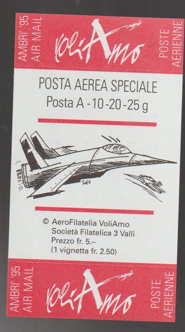 Tutti i francobolli: Luftpost Vignette Posta  Aera Speciale Ambri 95 – Usato da Biel/Bienne venduto da Destockweb