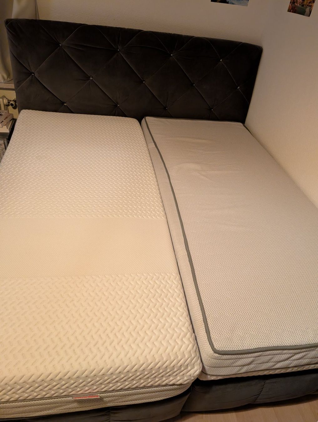 Letti: Boxspringbett in Samt grau 180x200 + 2 Matratzen – Usato da Uster venduto da b_k_2d75 4
