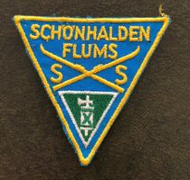 FLUMS SCHÖNHALDEN   original vintage Stoff Aufnäher ca 1970