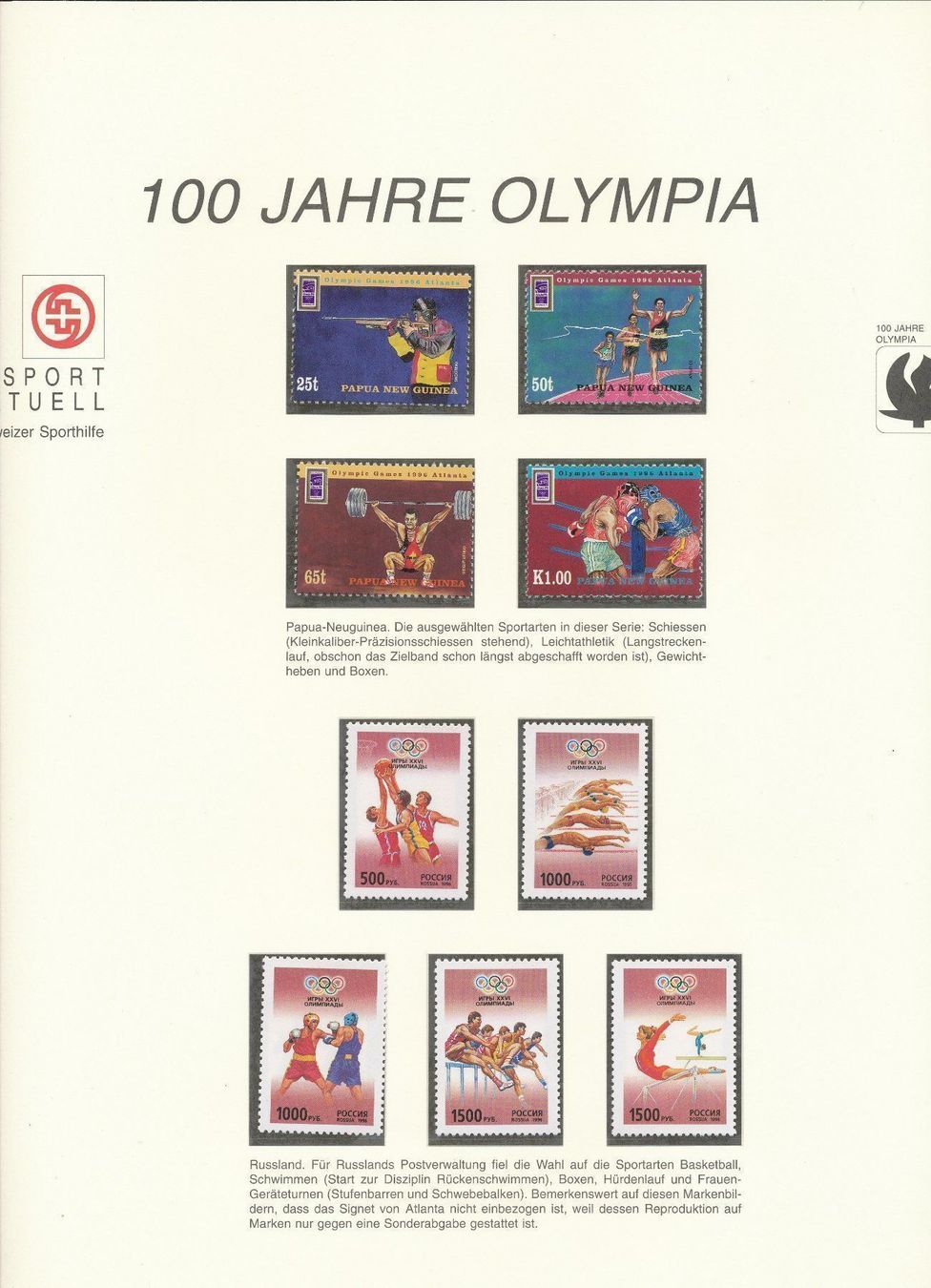 Tutti i francobolli: Schweizer Sporthilfe Briefmarken Band 2 – Nuovo e nell'imballaggio originale da Neuenegg venduto da muenzenweber-ch 2