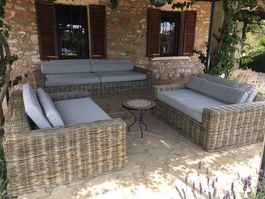 Sofa Lounge Couch Sitzmöbel Natur Rattan Loungesofa