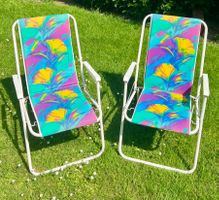 2er Set Vintage Campingstühle mit Armlehnen