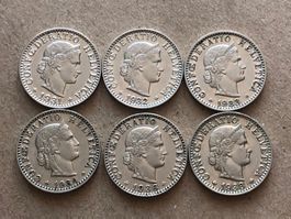 Lot mit 6 Stk. 20 Rp.  ( 1931/32/33/34/36/38 )