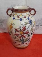 Rustikale Keramikvase mit Blumenmuster, Vintage, 19cm