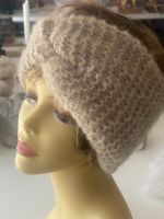 Dickes breites strick Stirnband hell taupe Alpaka Seide neu
