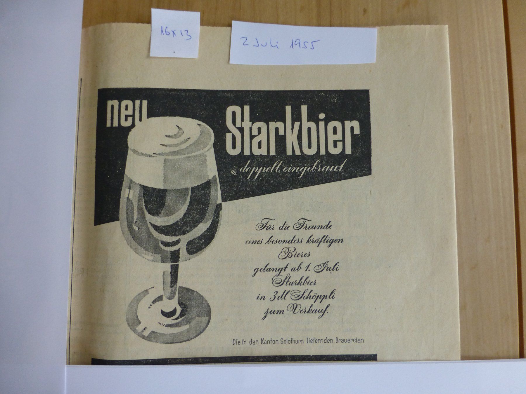 Foto & Immagini: Zeitungsinserat der Starkbier 1955 – Usato da Bettlach venduto da 1saurer