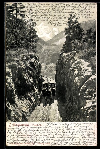 Cartes postales: AK Brünig, Brünigbahn mit Passhöhe – D'occasion à Berlin par bartko-reher