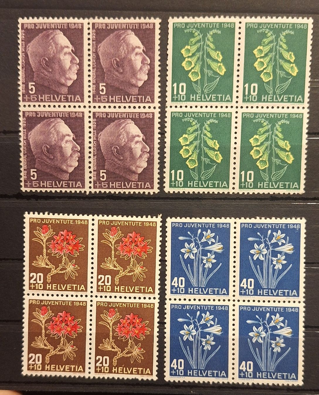 Tutti i francobolli: Pro Juventute 1948 4er Blocks */** – Usato da Balgach venduto da SIMEON27
