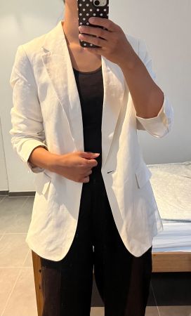 H&M Off-White Linen Blend Blazer Jacket - S
