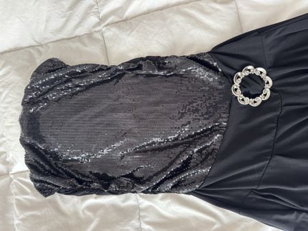 Robe de soirée noire à paillettes, taille unique, élégante