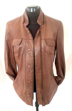 Leichte Braune Echtlederjacke Gr. 36 mit Kapuze, gefüttert