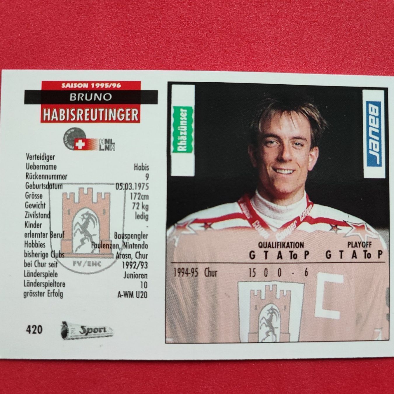Carte collezionabili: Bruno Habisreutinger - EHC CHUR - 1995/96 – Usato da Dübendorf venduto da kb86_MOVIE 1