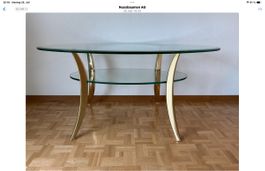 Eleganter Couchtisch aus Kristallglas Gold & Transparent