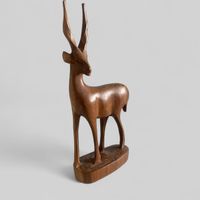 Holzfigur Antilope handgeschnitzt Dekoobjekt Vintage