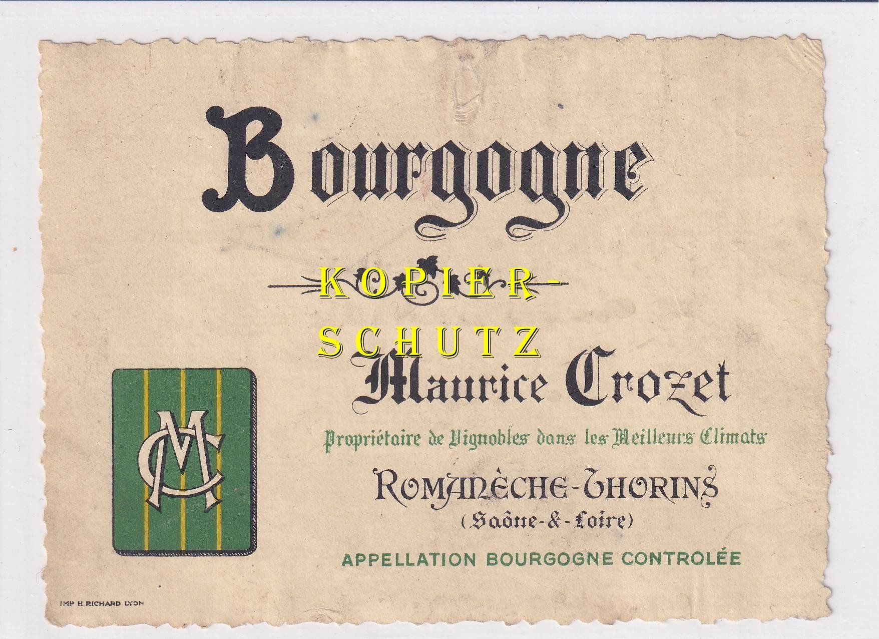 Papiere: Etikette - Bourgogne /bd – Gebraucht aus Hombrechtikon von Rudolf07