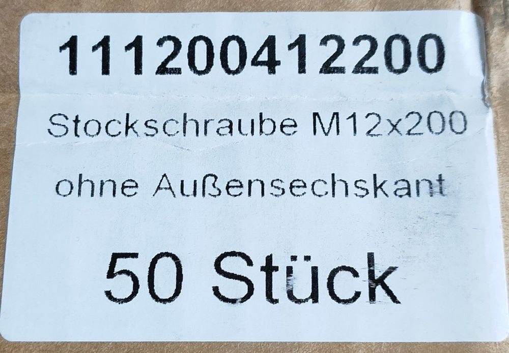 Eisenwaren: 100 Stk Stockschrauben M 12x200 V2A (Liefer. m. Eindrehhilfe – Neu (gemäss Beschreibung) aus Nürensdorf von Cocacola
