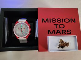 Omega X Swatch MoonSwatch Mission to Mars NEW + Omega Pins