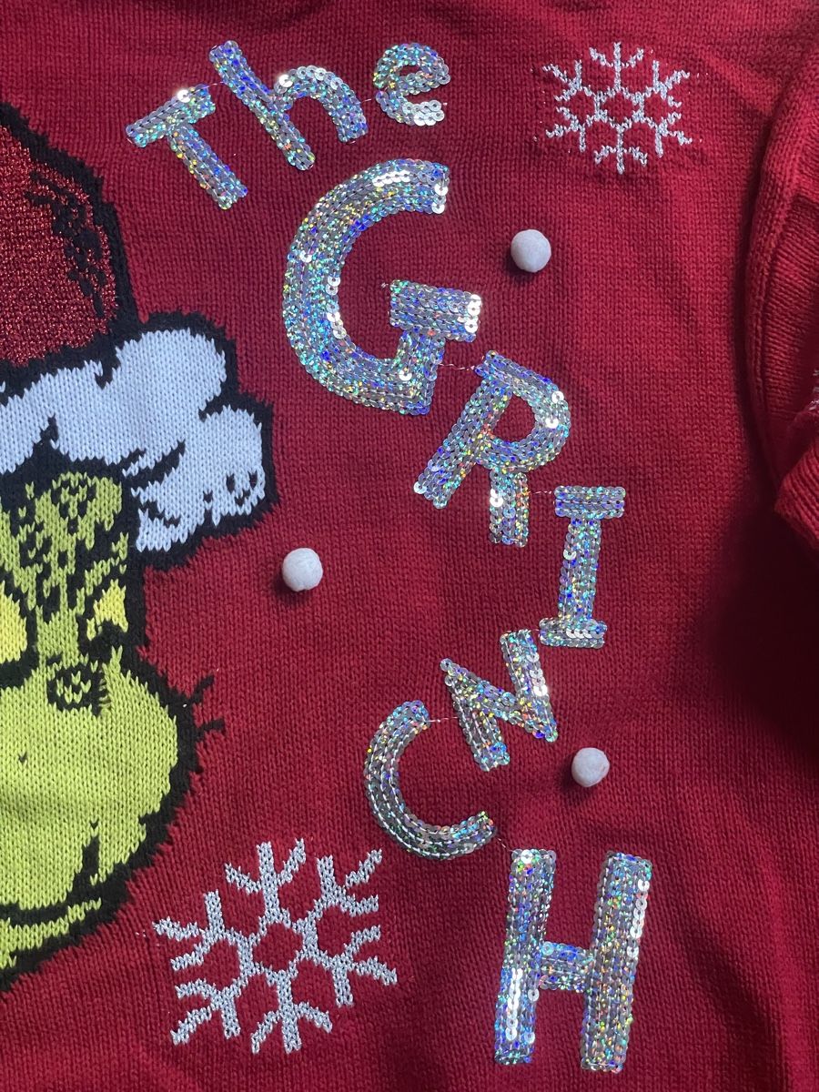 C&A Maglioni & Felpe: Grinch Weihnachts-Pullover rot mit Pailletten – Usato da Fribourg venduto da Mymikrakra01 3
