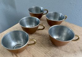 5 x antike Puppentasse Tasse für Puppen Kupfer