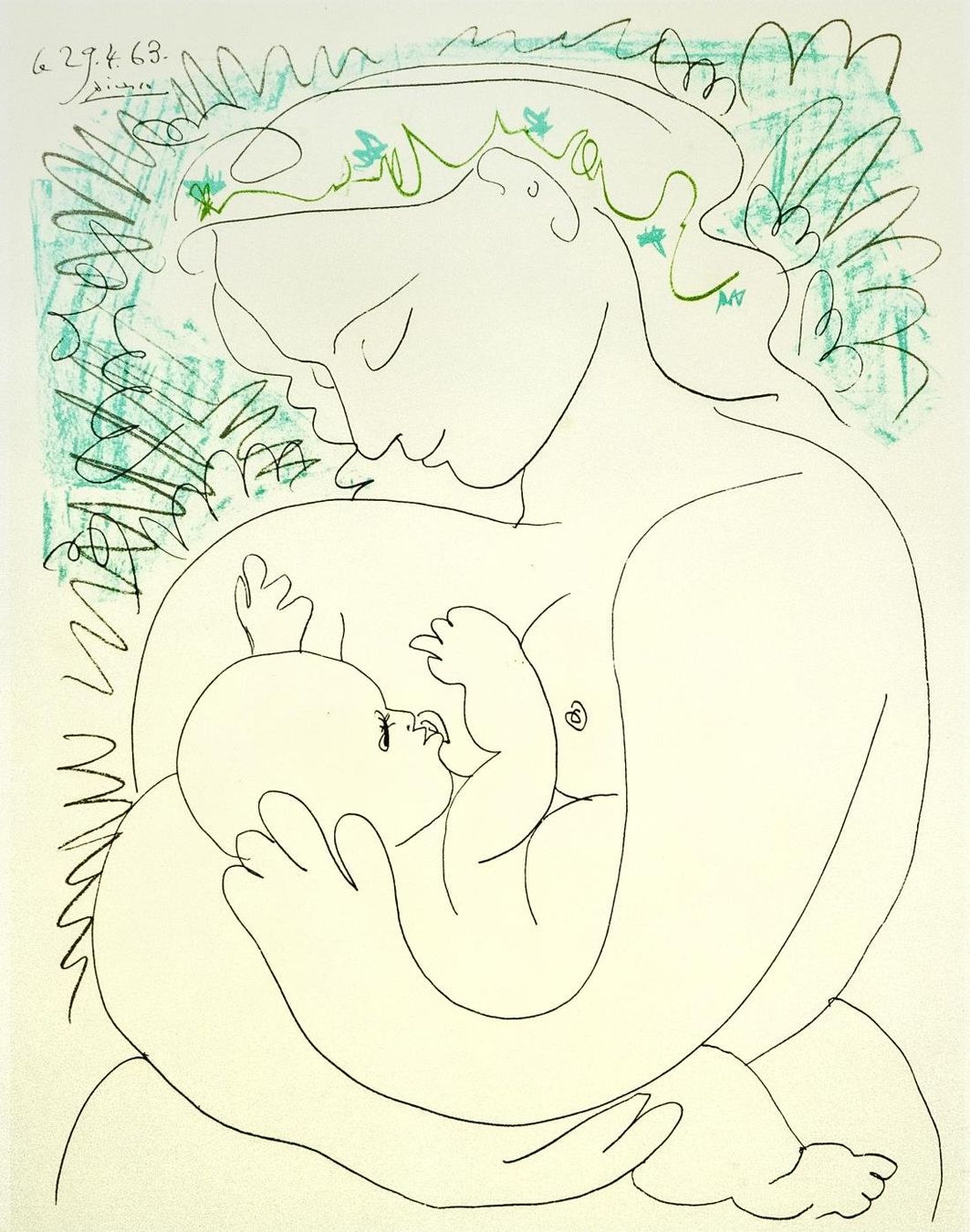 Grafica & Litografie: Pablo Picasso - Maternitè 1963 - Gerahmt – Usato da Lugano venduto da Historianlugano 1