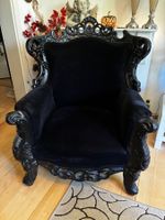 Barocksessel schwarz Holz & Samt sehr guter Zustand