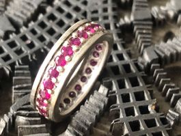 RUBIN (N) 30 Stk. Burma   Eternity Silber Ring  -  Grösse 53