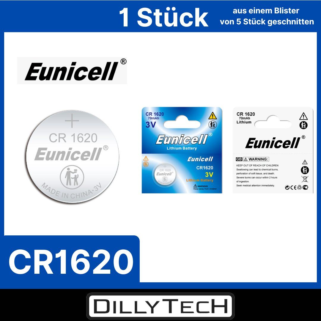 Akkus & Batterien: Eunicell CR1620 Knopfzellenbatterie - 1 Stk. – Neu und originalverpackt aus Meilen von DillyTecH