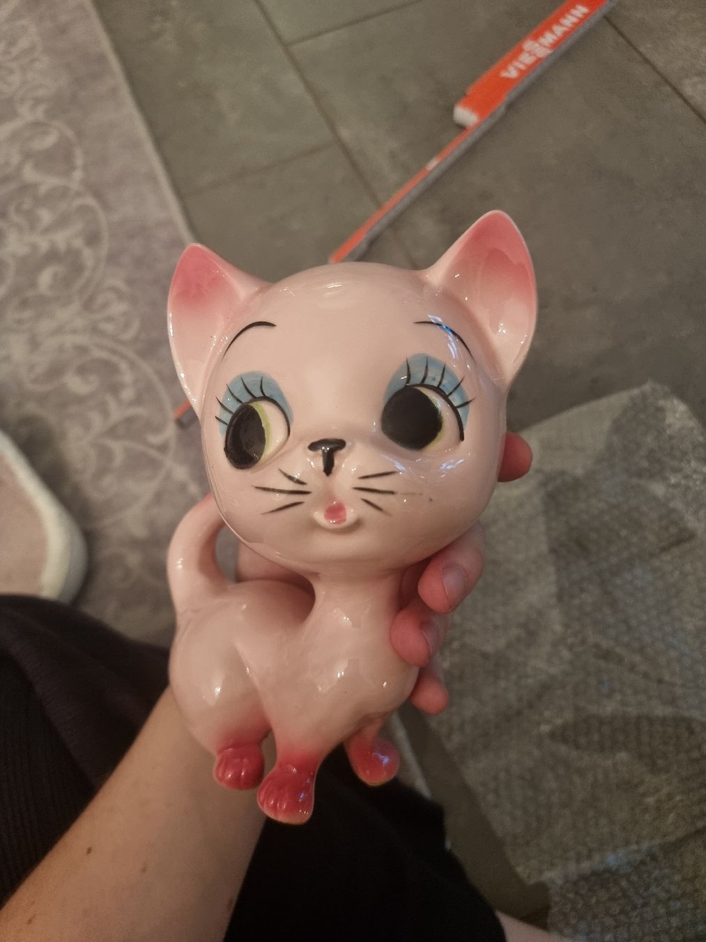 Figuren: Süsse Vintage Katze, Rosa – Gebraucht aus Zweidlen von VG159 2