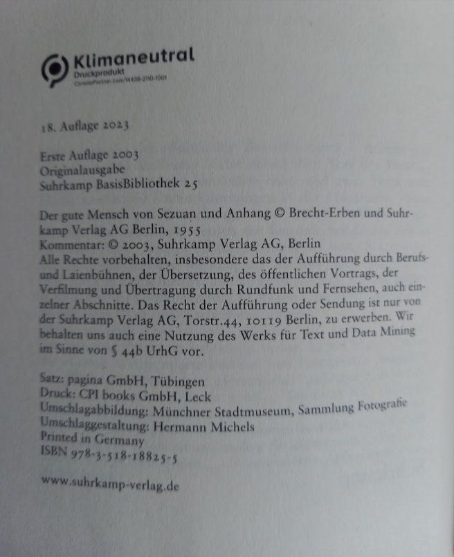 Bücher: Der gute Mensch von Sezuan - Bertolt Brecht – Gebraucht aus Buttisholz von valiuga 2