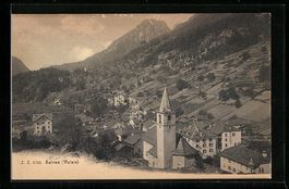 Salvan, Teilansicht des Ortes mit Kirche