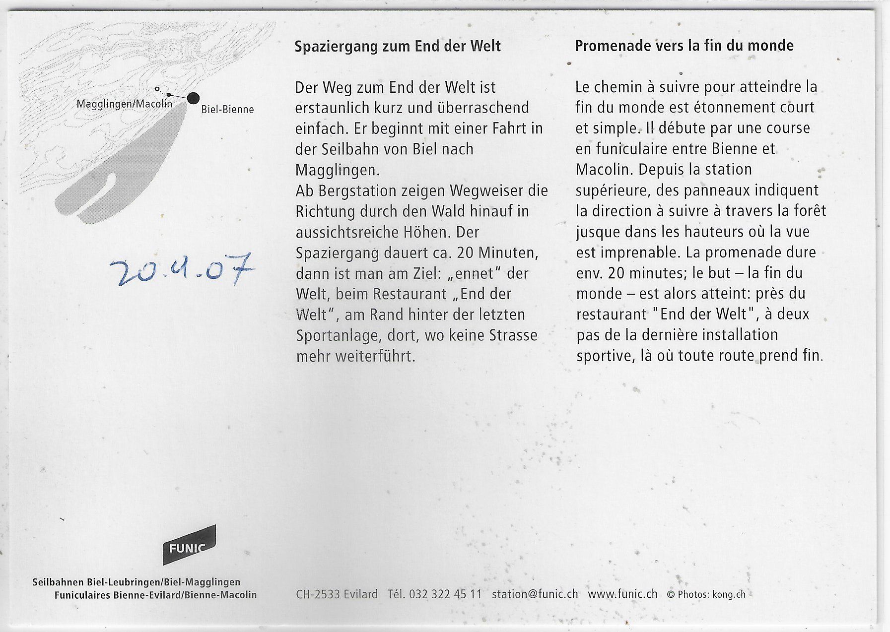 Ansichtskarten: End der Welt 961m - Magglingen – Gebraucht aus Ettingen von Kartenplanet 1