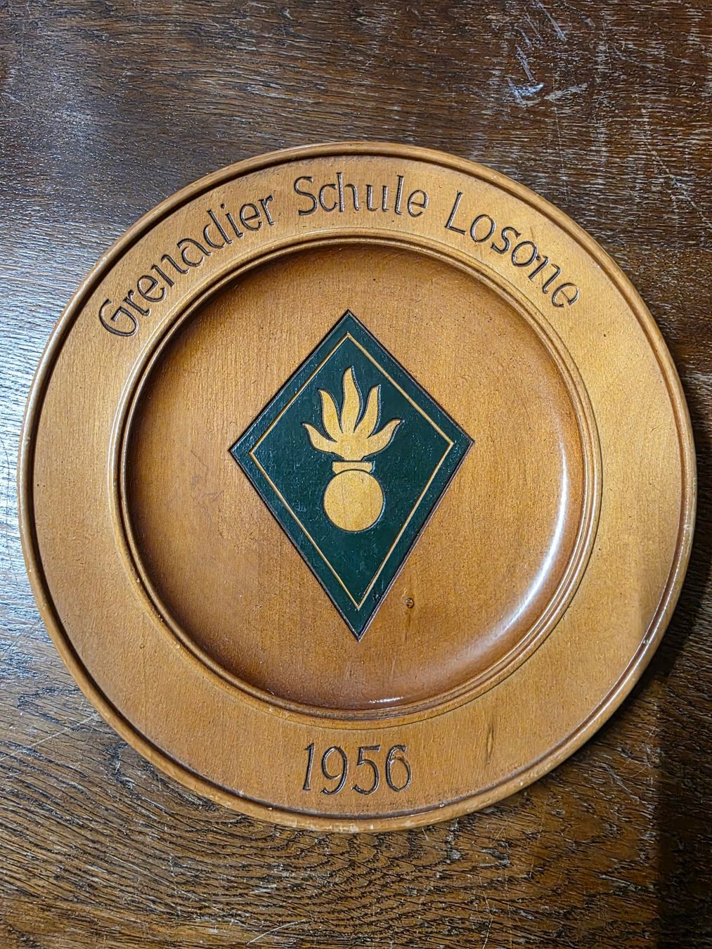 Holzartikel: Holztafel "Grenadier Schule Losone 1956" 22cm – Gebraucht aus Pratteln von Oliar164