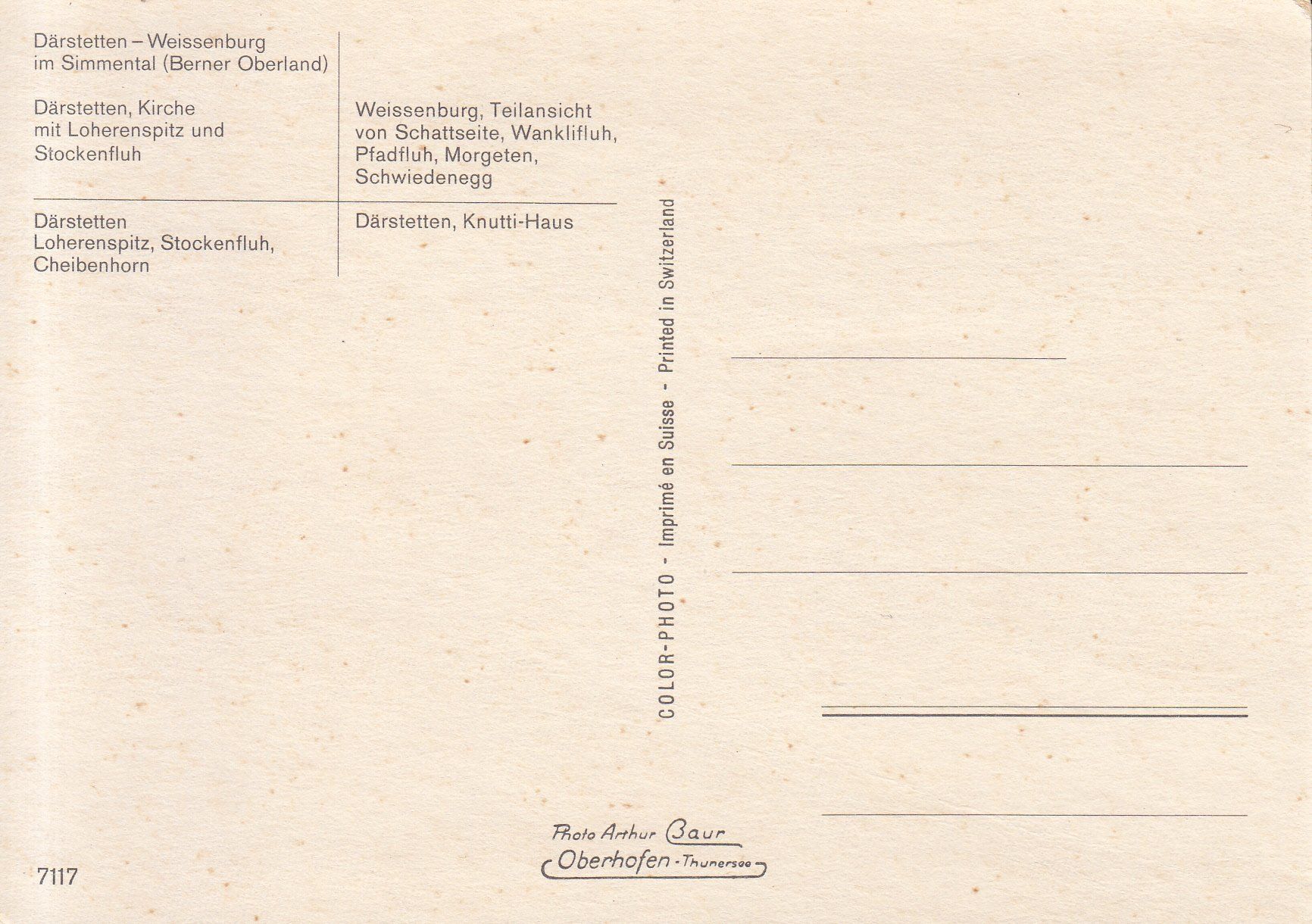 Cartoline postali: Därstetten-Weissenburg ca. 1970 – Usato da Bürglen TG venduto da StampGraf 1