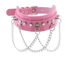 NEUES rosa Nieten Halsband mit Ketten - 222604