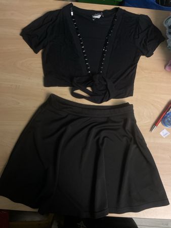 Schwarzes 2-Teiler Set: Top & Rock, Gr. M, Sommerlich 🤩