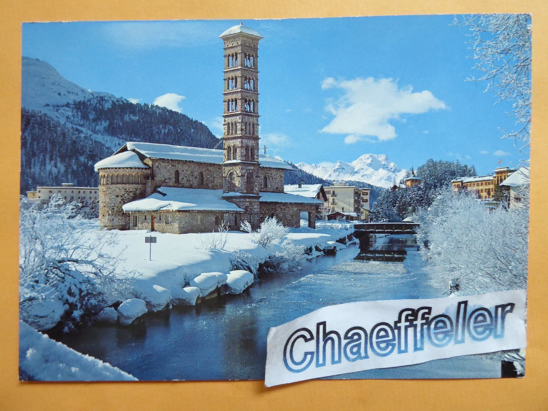 Cartes postales: St. Moritz, Kirche am Inn – Neuf (Voir description) à Zürich par Chaeffeler
