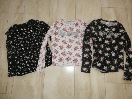 3 Mädchen Langarmshirts Blumenmuster Grösse 158/164