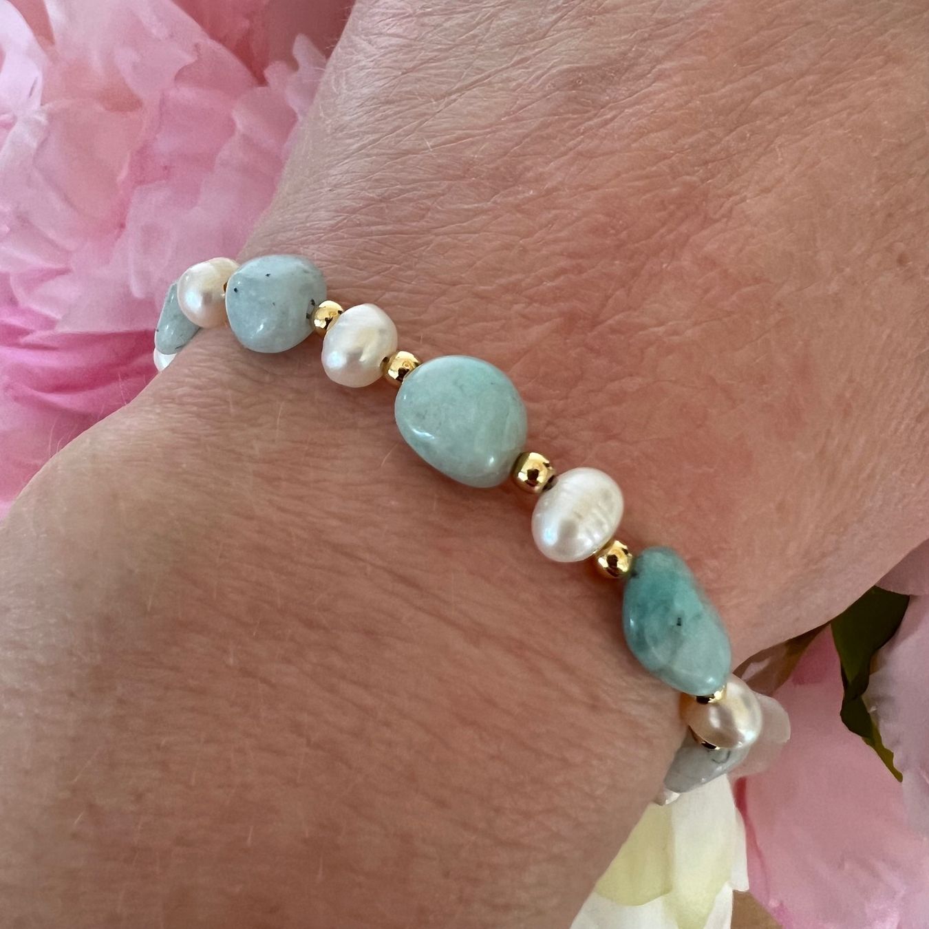Bracciali & Braccialetti: Bracelet en amazonite et perles de culture – Nuovo e nell'imballaggio originale da Pully venduto da sunaddict 4