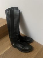 Navyboot Damen Lederstiefel Schwarz Gr. 38 Made in Italy