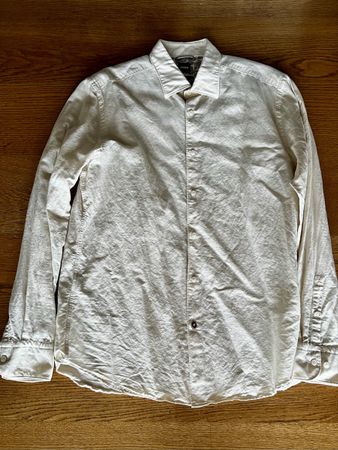 Herren Hemd BOSS Casual Fit Grösse 42 Creme Leinen/Baumwolle
