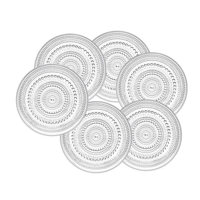 Iittala Piatti: 6 x Iittala Kastehelmi: klar Teller 17cm – Nuovo e nell'imballaggio originale da Mönchaltorf venduto da godetra